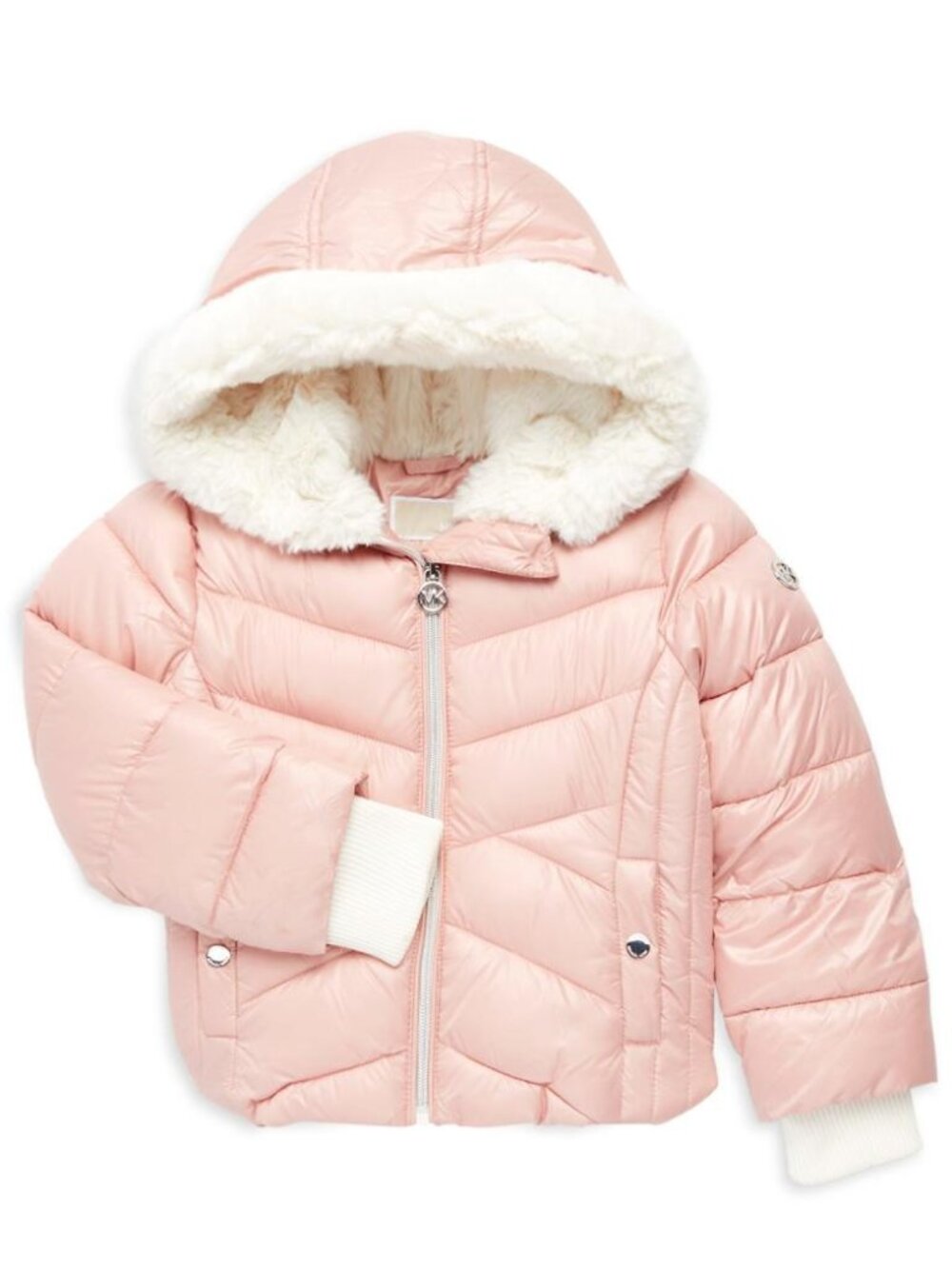Michael Michael Kors Girls’ Faux Fur Puffer Jacket — Blush, Size 6X